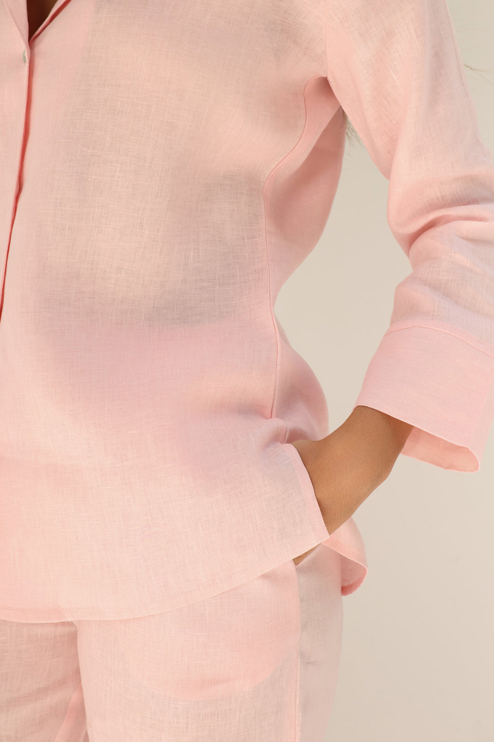 Khushboo & Pankaj Blush Pink Linen Relaxed Co-Ord Set