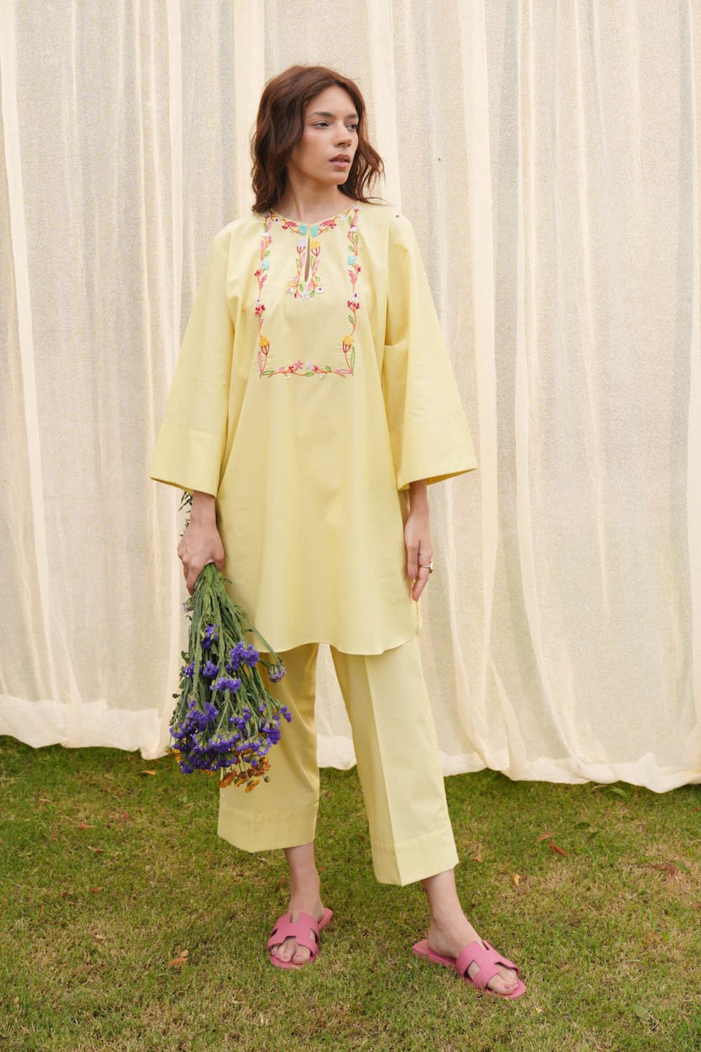 Khushboo & Pankaj Butter Yellow Embroidered Kurta Set