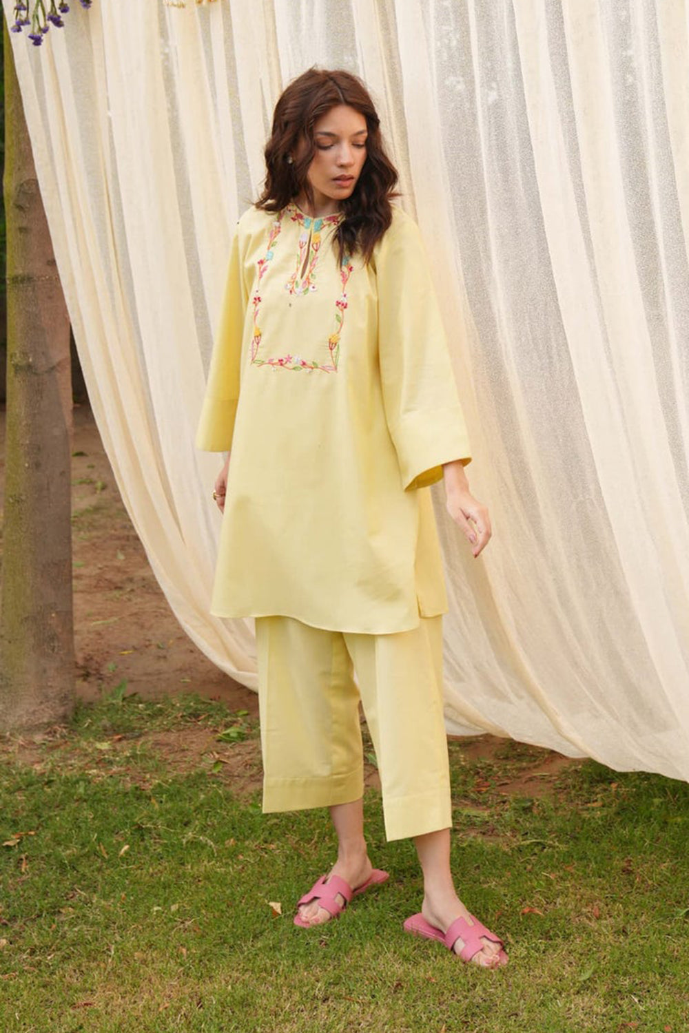 Khushboo & Pankaj Butter Yellow Embroidered Kurta Set
