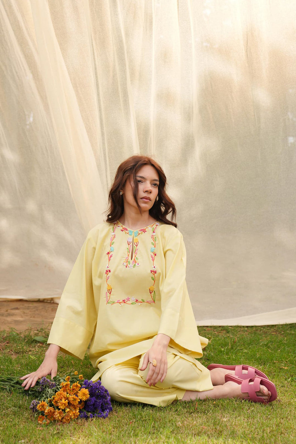 Khushboo & Pankaj Butter Yellow Embroidered Kurta Set