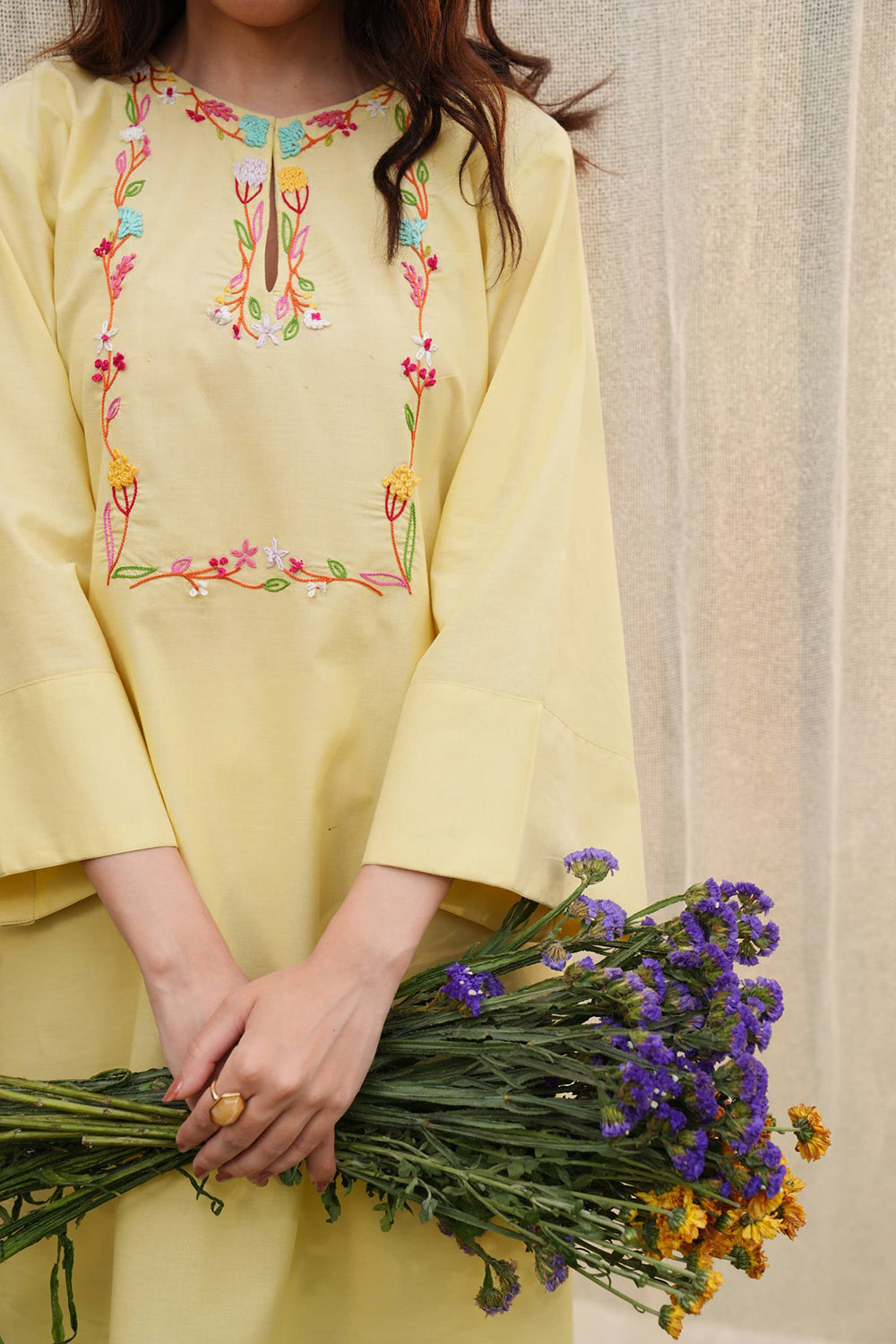 Khushboo & Pankaj Butter Yellow Embroidered Kurta Set