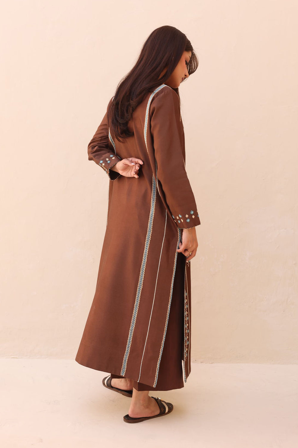 Khushboo & Pankaj Cocoa Straight Kurta with Subtle Thread Work