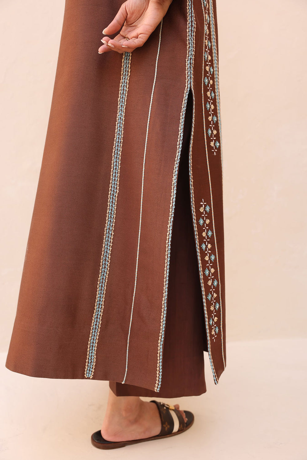 Khushboo & Pankaj Cocoa Straight Kurta with Subtle Thread Work