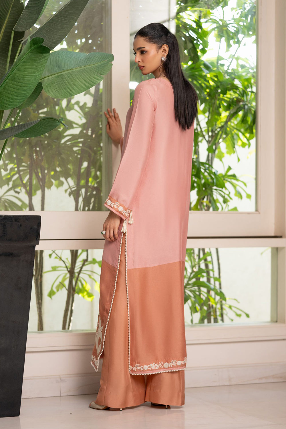 Khushboo & Pankaj Coral Blush Embroidered Suit Set with Dupatta