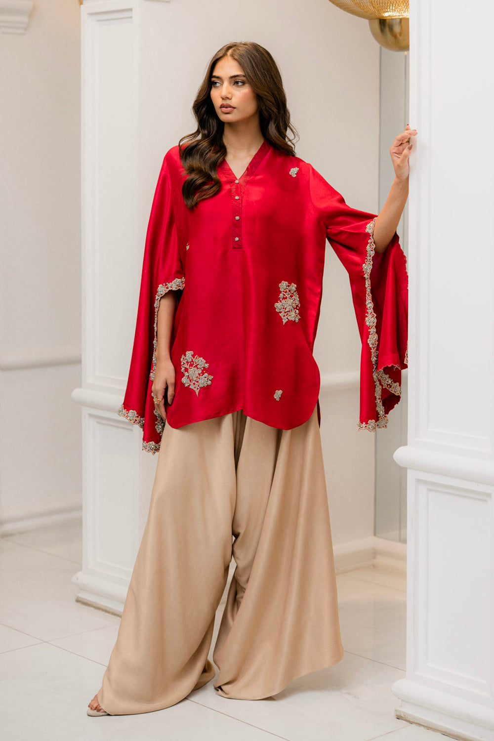 Khushboo & Pankaj Crimson Silk Statement Kurta Set