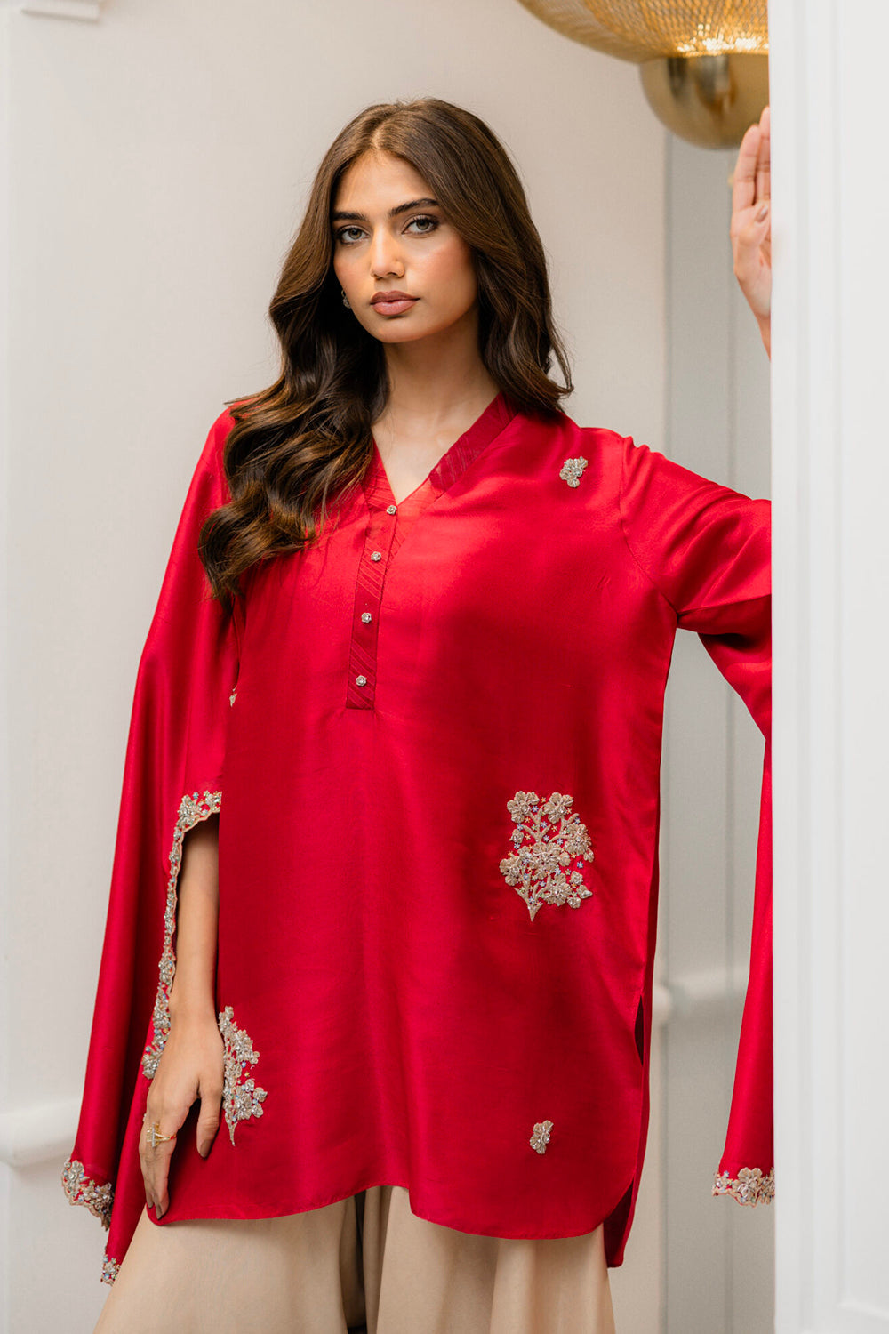 Khushboo & Pankaj Crimson Silk Statement Kurta Set