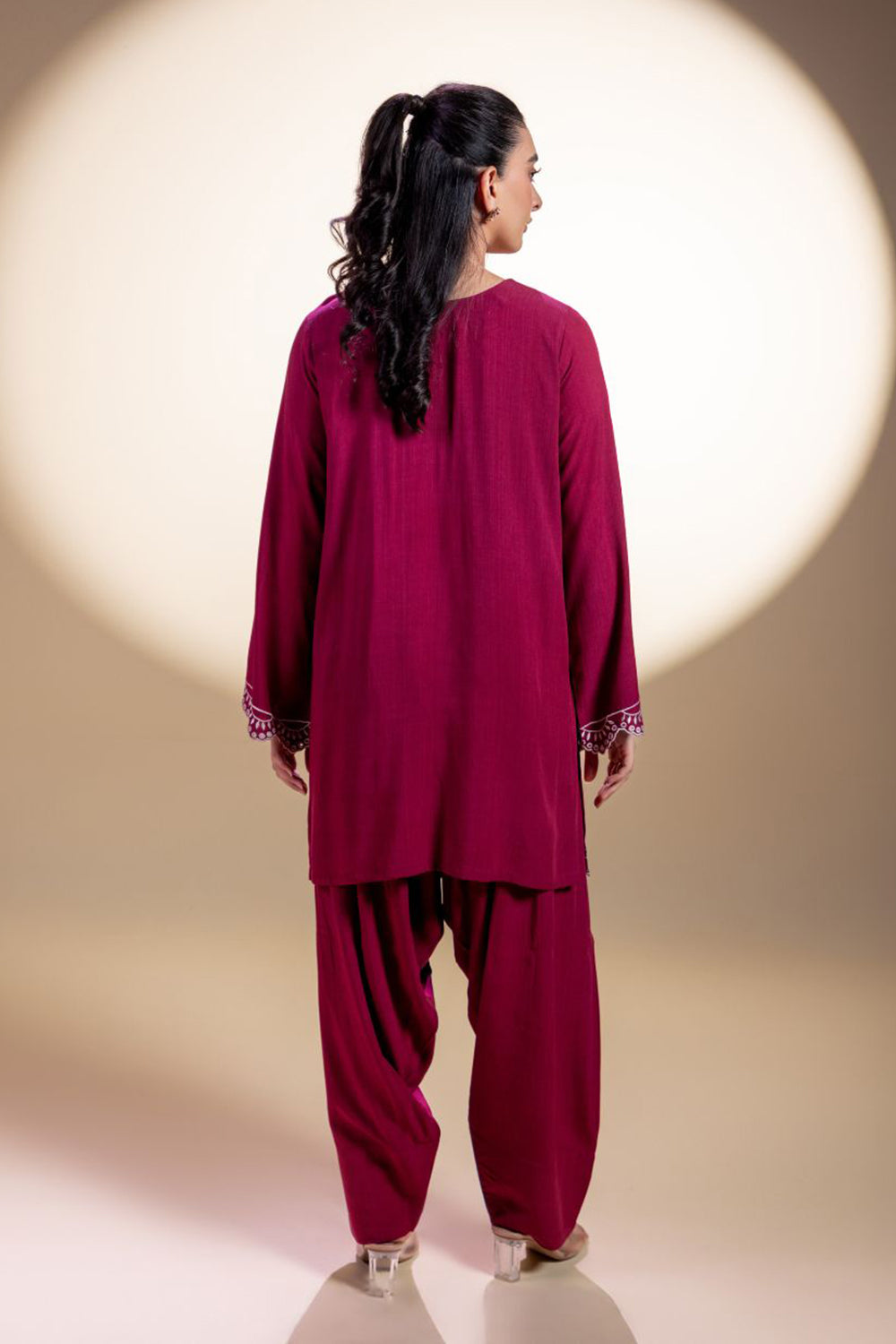 Khushboo & Pankaj Deep Pink Embroidered Kurta Set