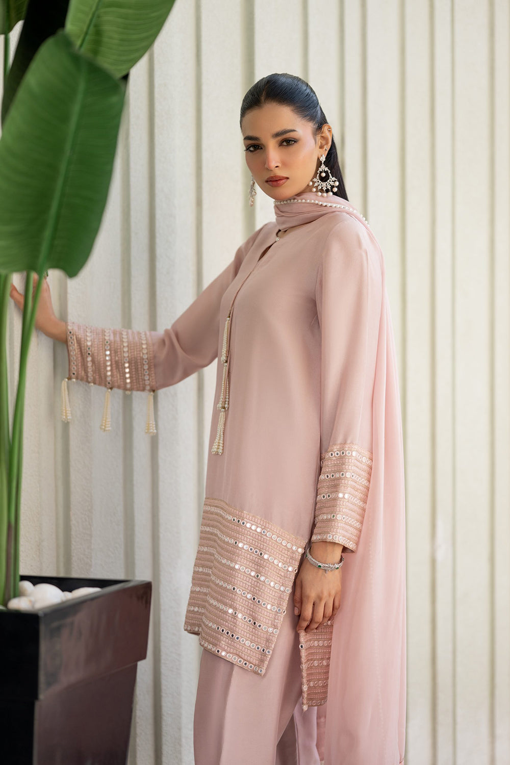 Khushboo & Pankaj Dusty Rose Embroidered Suit Set with Dupatta