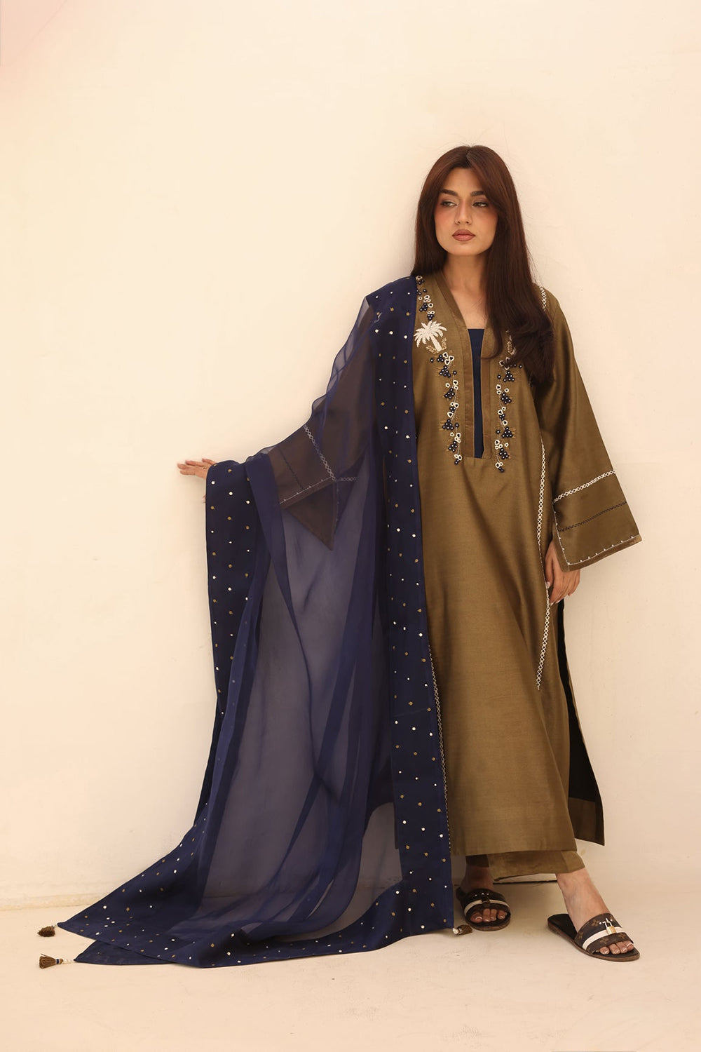 Khushboo & Pankaj Earthy Olive Festive Kurta Set