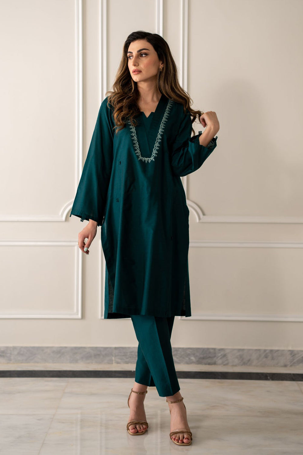 Khushboo & Pankaj Emerald Dusk Embroidered Kurta Trouser Set