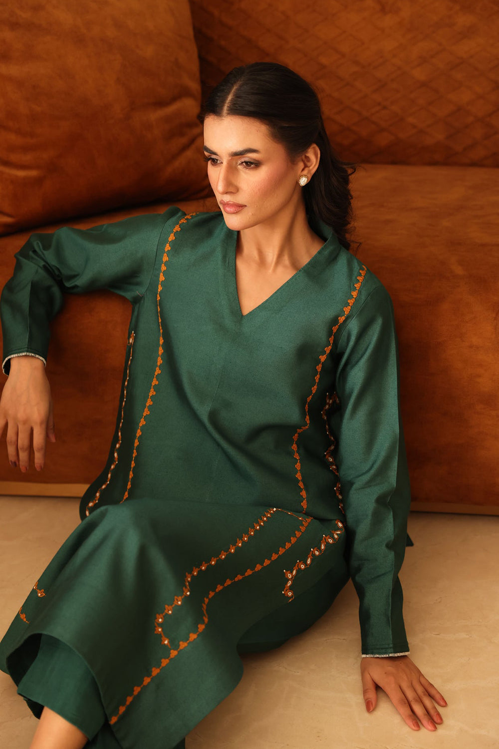 Khushboo & Pankaj Forest Threadwork Kurta Set