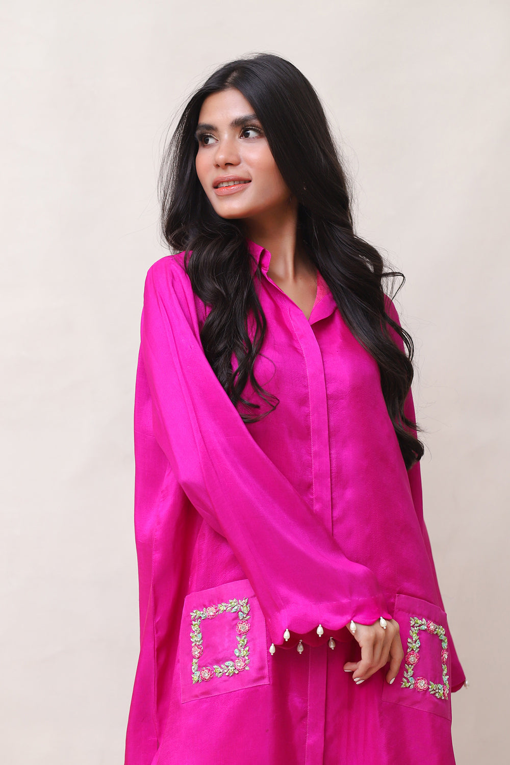 Khushboo & Pankaj Fuchsia Embroidered Kurta Set