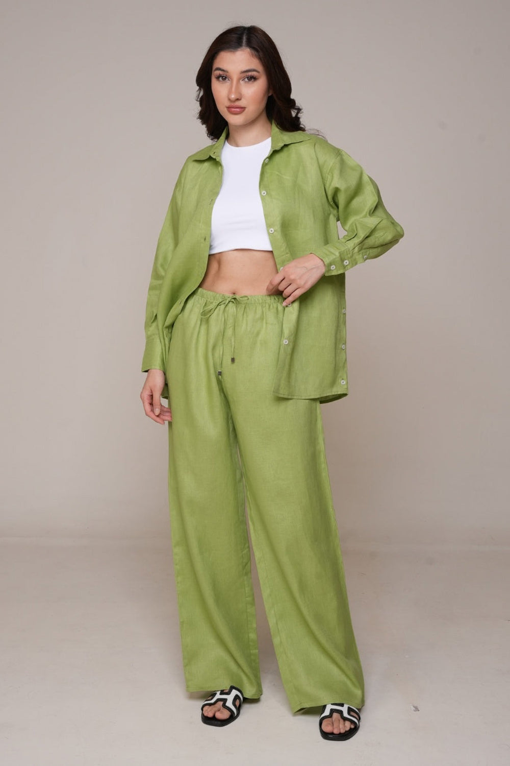 Khushboo & Pankaj Green Reverie Linen Relaxed Co-Ord Set