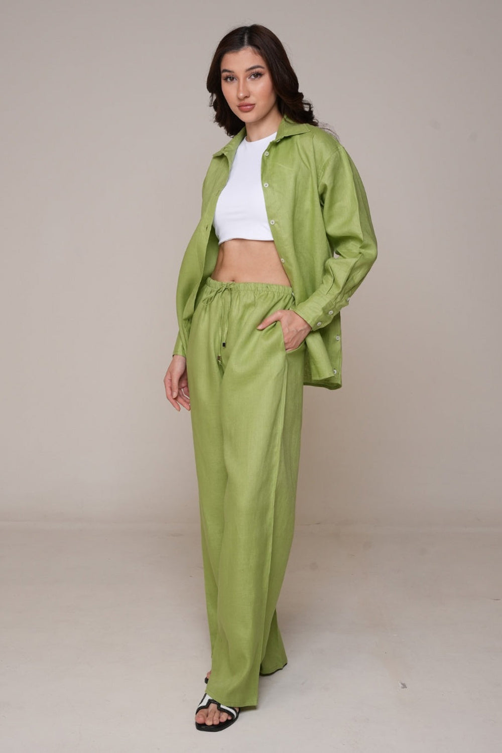 Khushboo & Pankaj Green Reverie Linen Relaxed Co-Ord Set