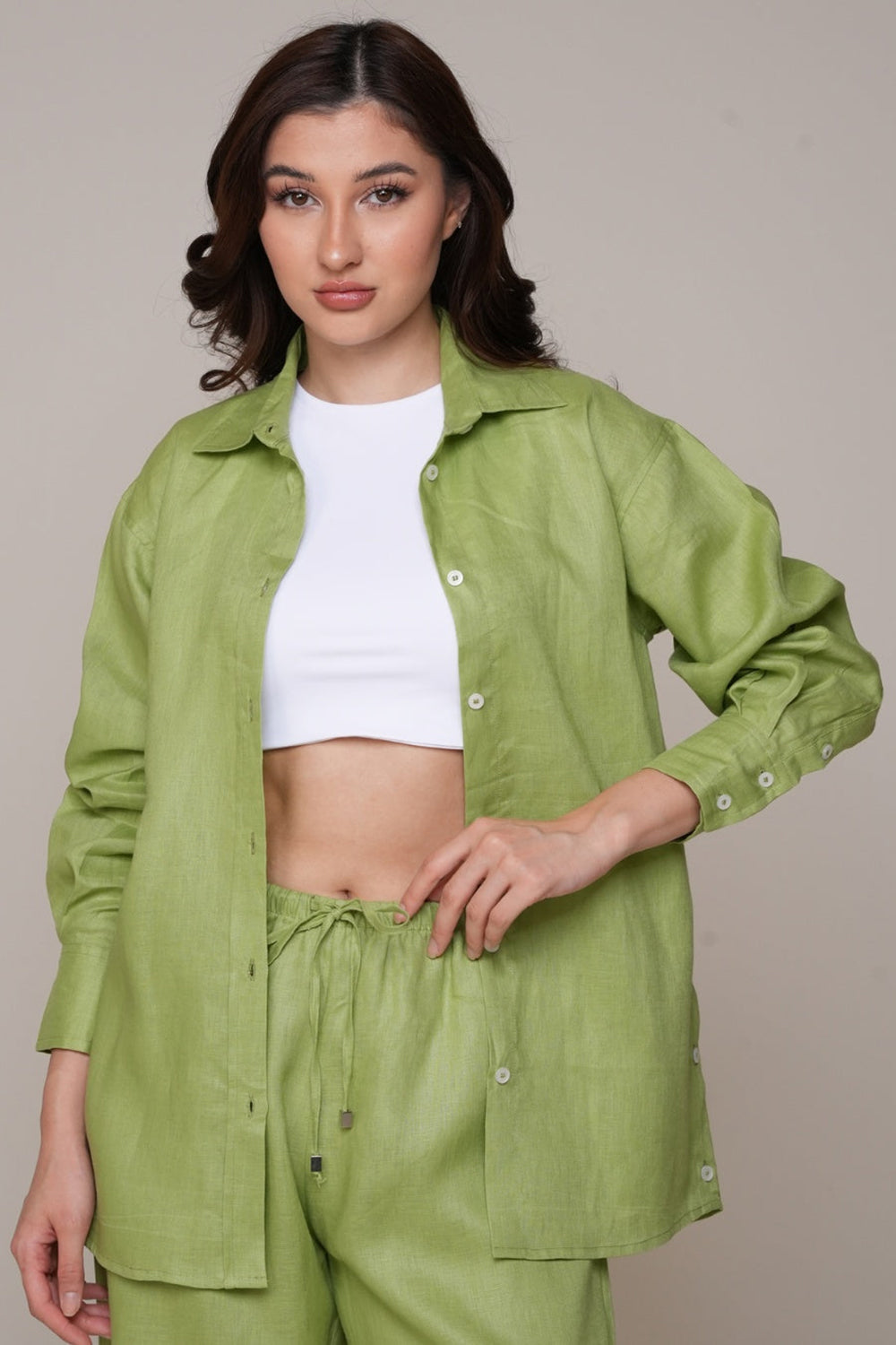 Khushboo & Pankaj Green Reverie Linen Relaxed Co-Ord Set