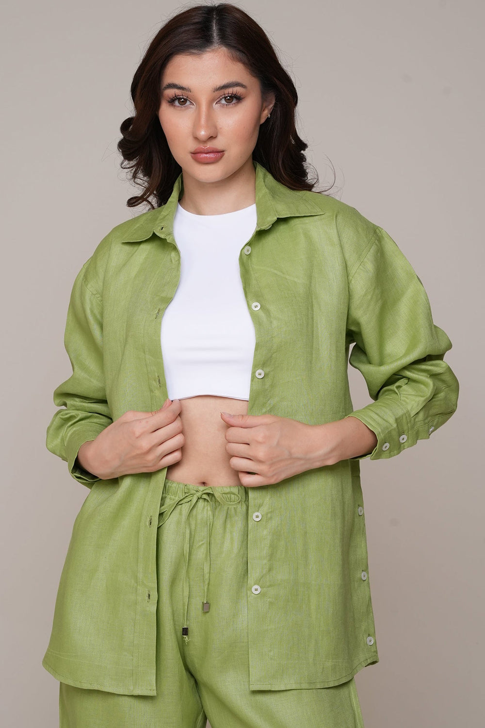 Khushboo & Pankaj Green Reverie Linen Relaxed Co-Ord Set