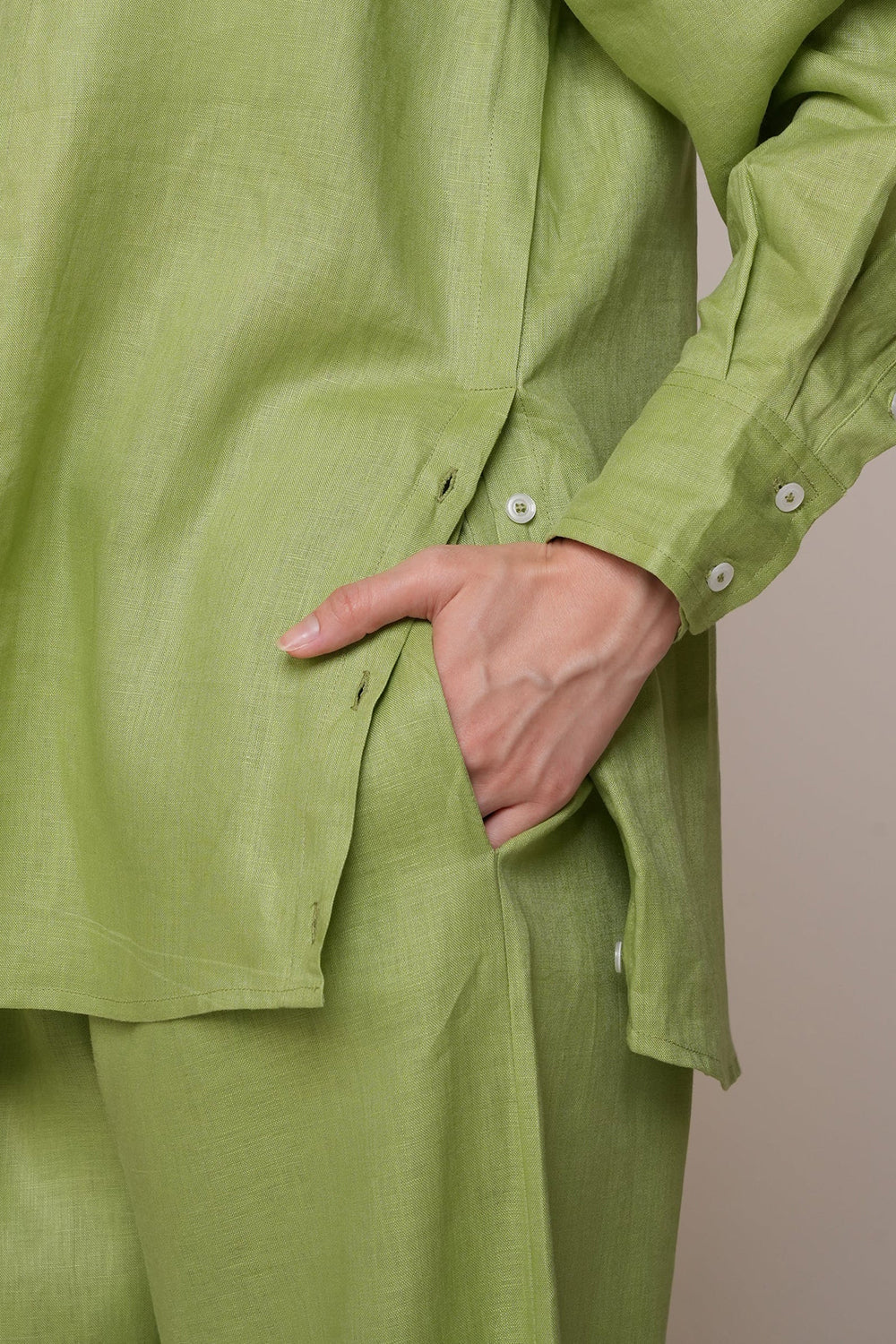 Khushboo & Pankaj Green Reverie Linen Relaxed Co-Ord Set