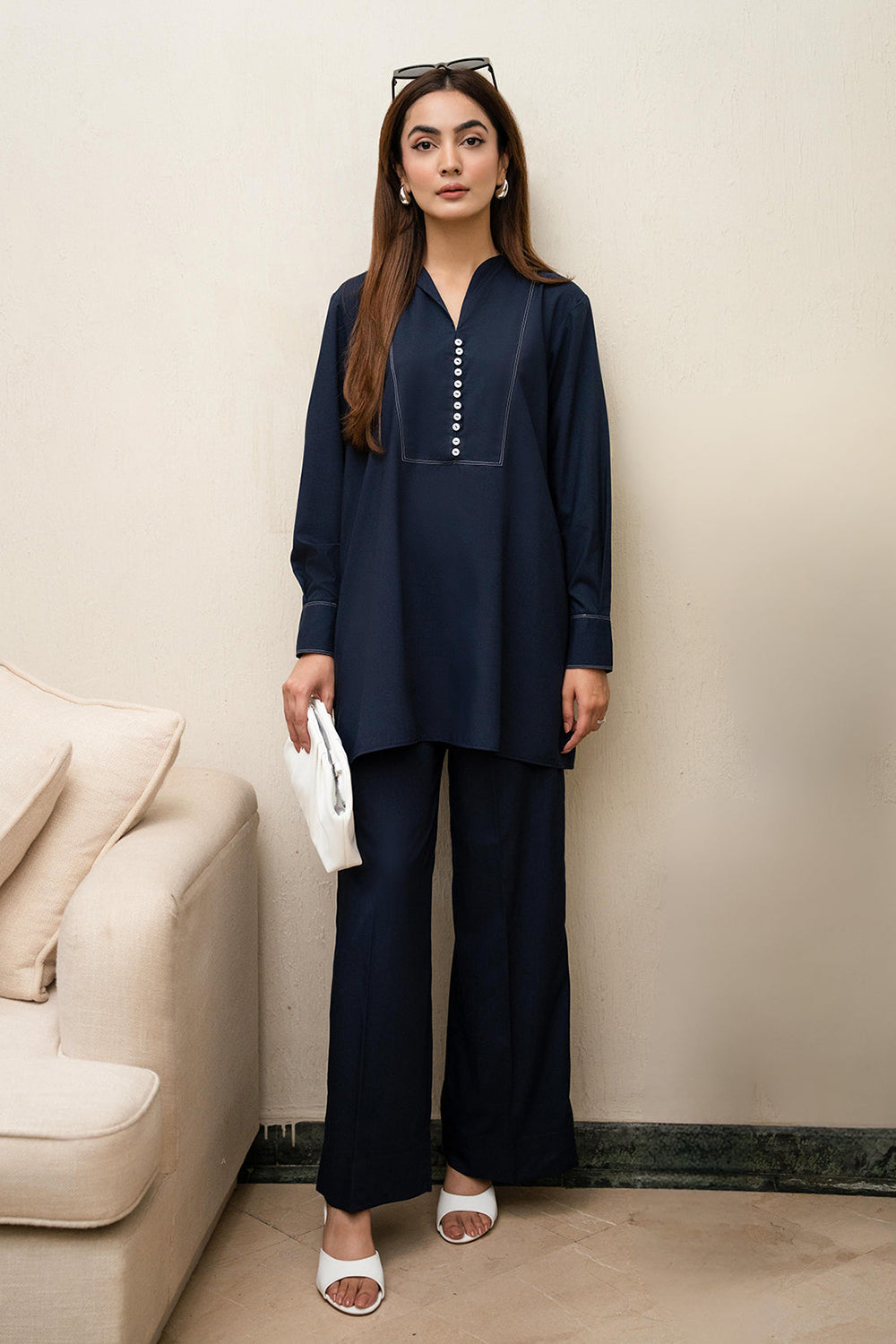 Khushboo & Pankaj Indigo Ink Cotton Tunic Co-Ord Set