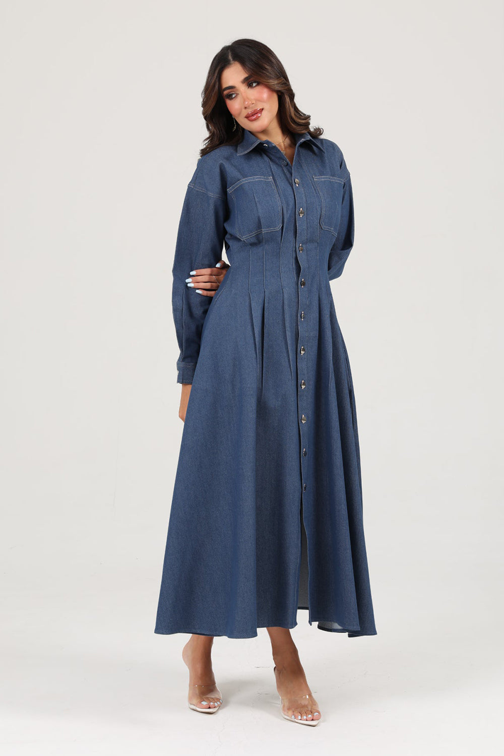Khushboo & Pankaj Indigo Tailored Denim Shirt Dress
