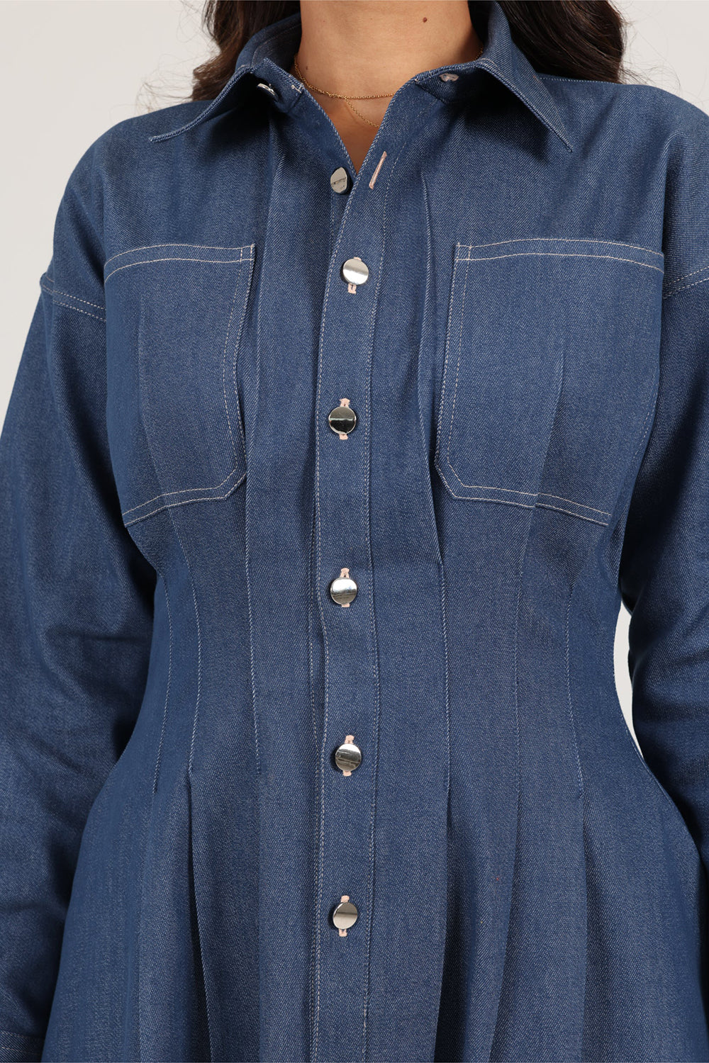 Khushboo & Pankaj Indigo Tailored Denim Shirt Dress