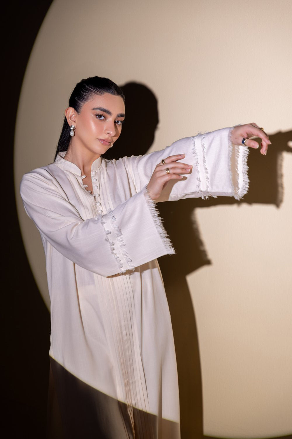 Khushboo & Pankaj Ivory Pintuck Kurta Set