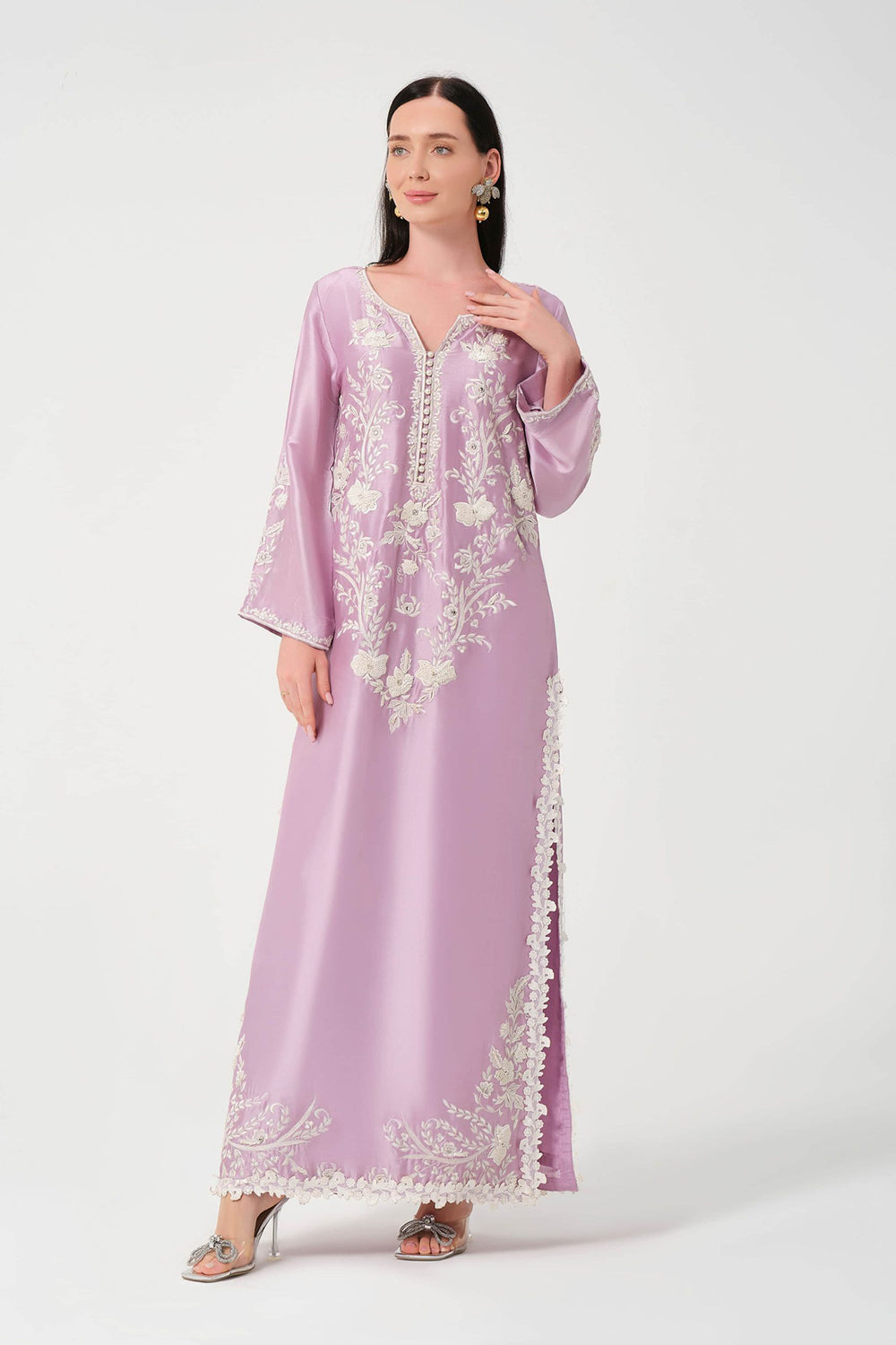 Khushboo & Pankaj Lavender Women Embroidered Kurta Set