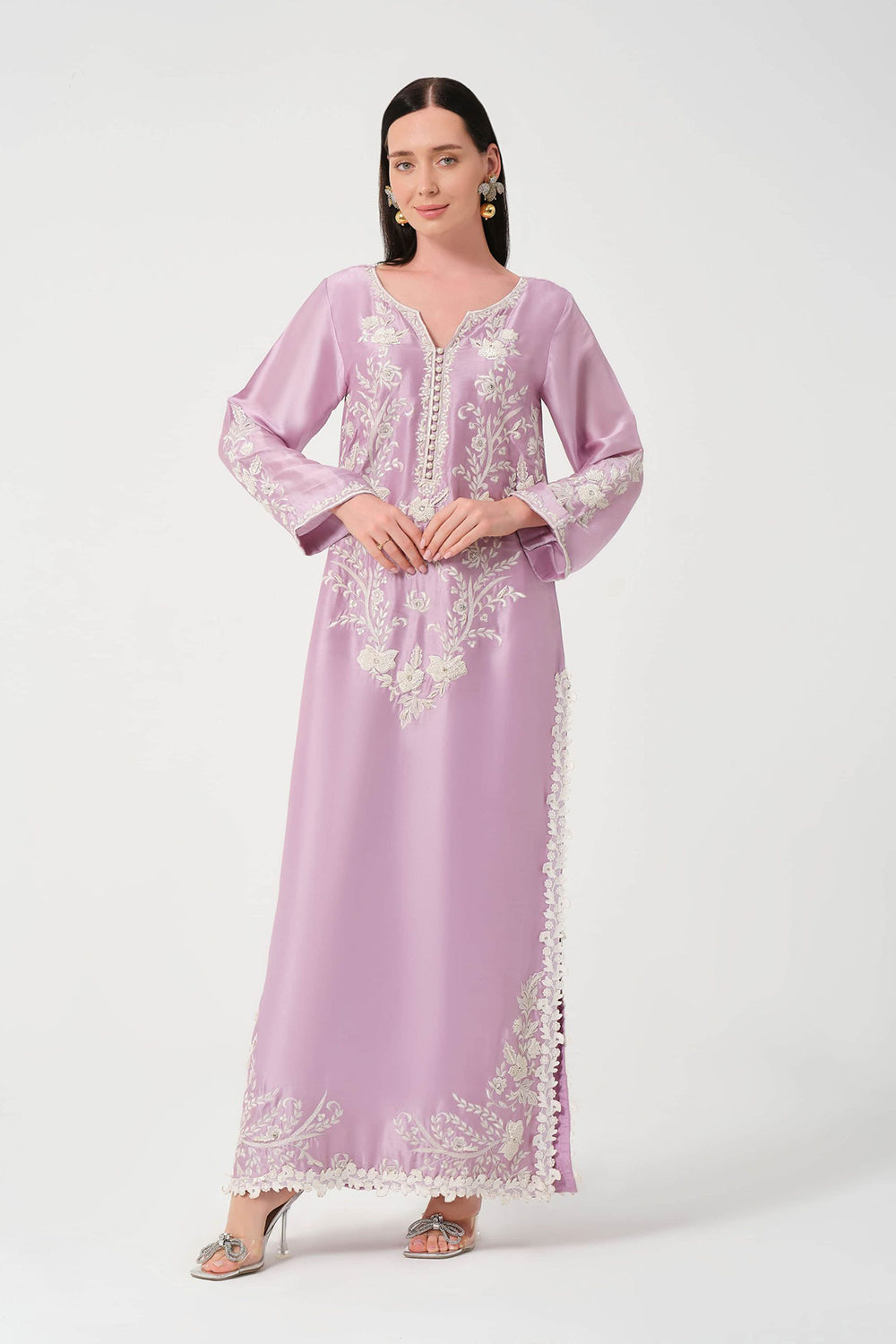 Khushboo & Pankaj Lavender Women Embroidered Kurta Set