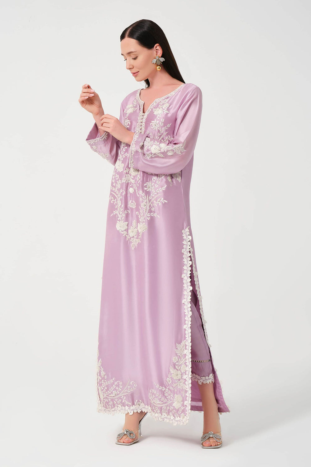 Khushboo & Pankaj Lavender Women Embroidered Kurta Set