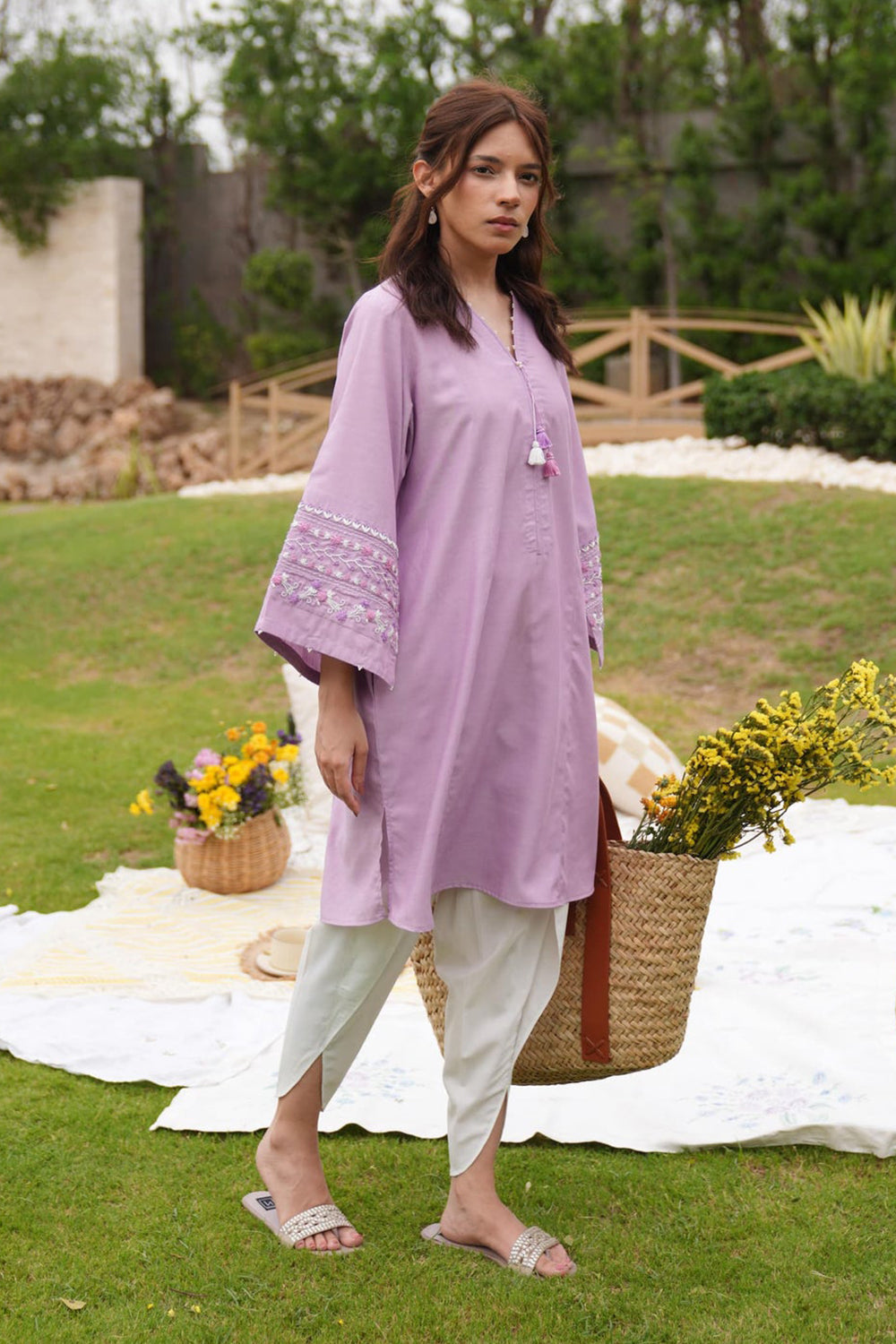 Khushboo & Pankaj Lilac Cotton Kurta Set