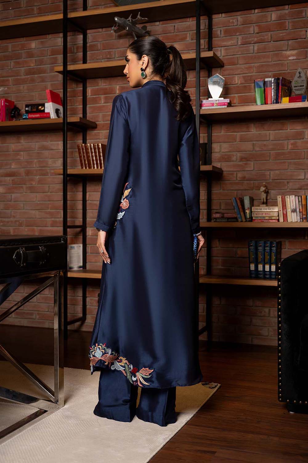 Khushboo & Pankaj Midnight Blue Embroidered Panel Kurta Set