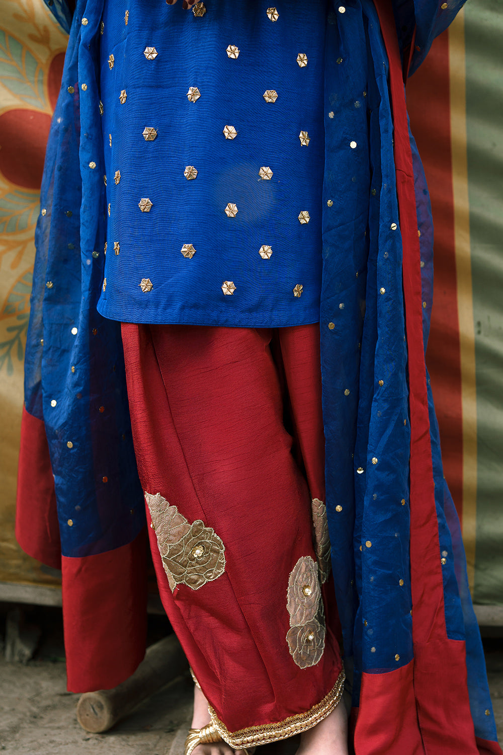 Khushboo & Pankaj Midnight Blue Gota Work Kurta Set