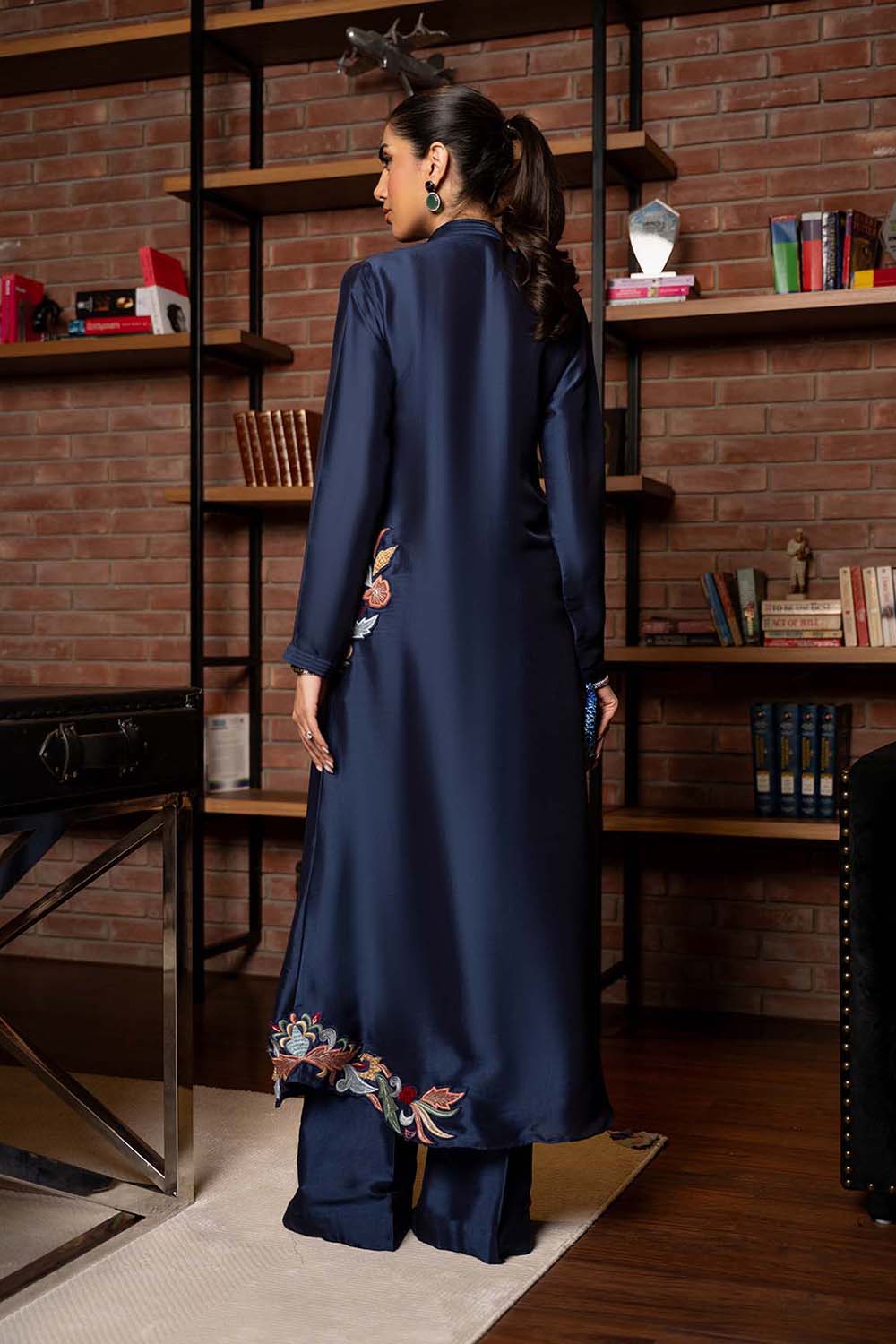 Khushboo & Pankaj Midnight Navy Embroidered Pleated Kurta Set