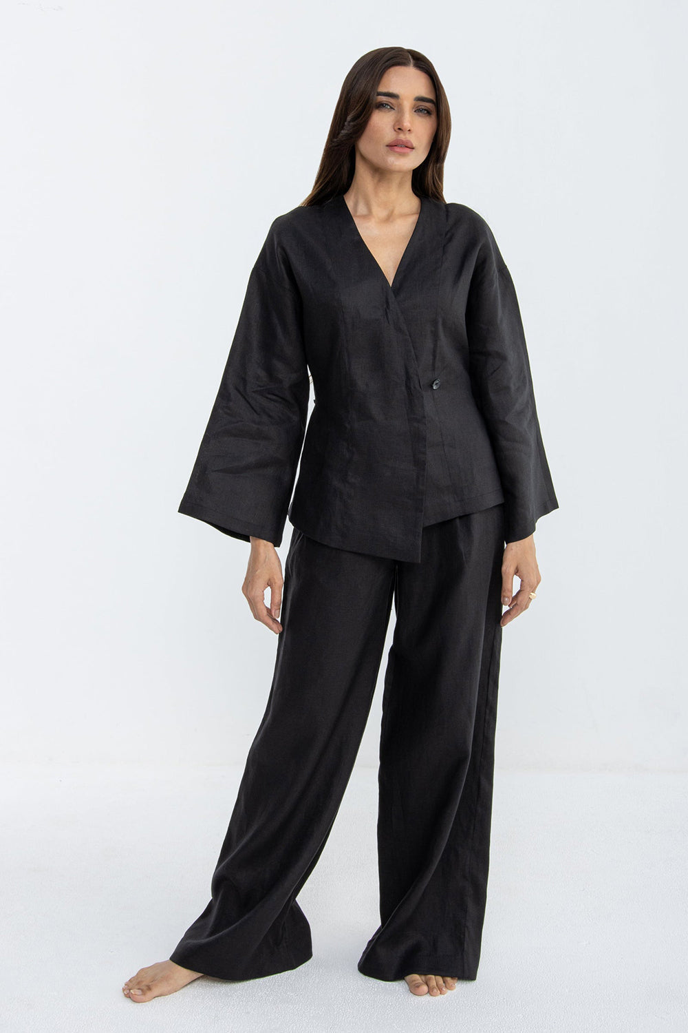 Khushboo & Pankaj Midnight Veil Linen Wrap Co-Ord Set