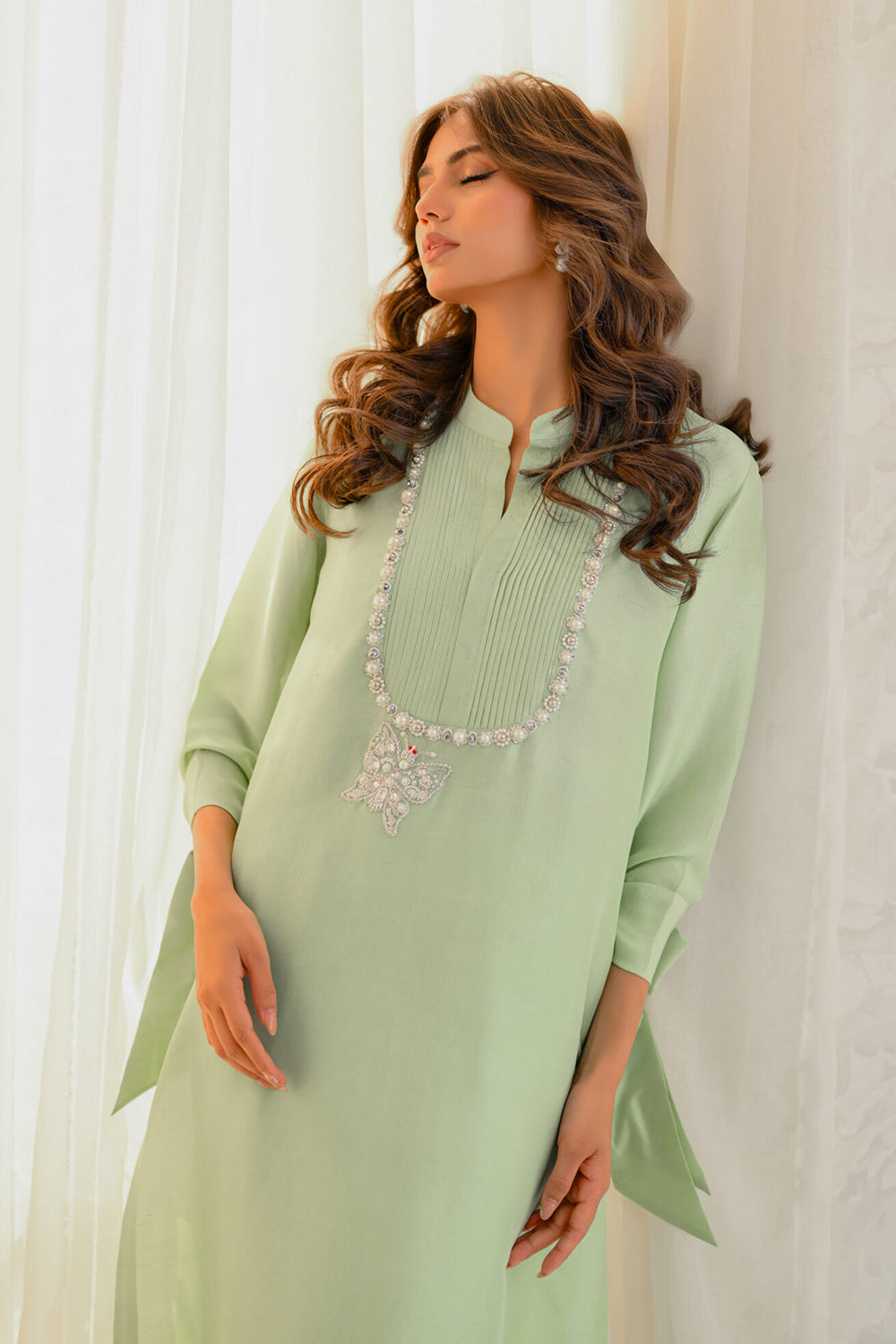 Khushboo & Pankaj Mint Green Silk Suit Set