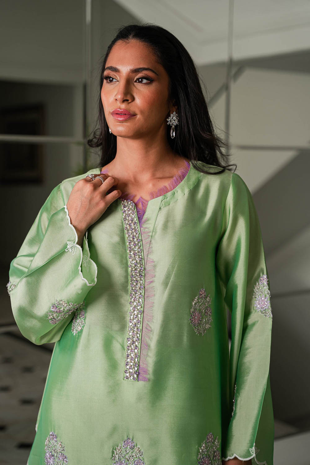Khushboo & Pankaj Mint Kurta Set with Organza Dupatta