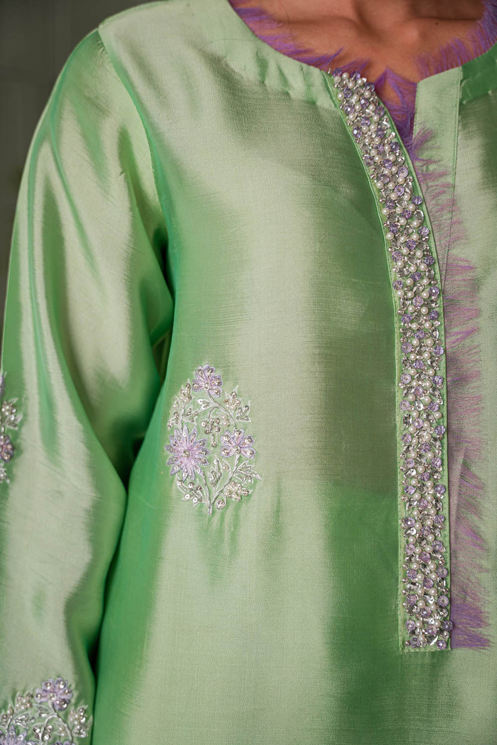 Khushboo & Pankaj Mint Kurta Set with Organza Dupatta