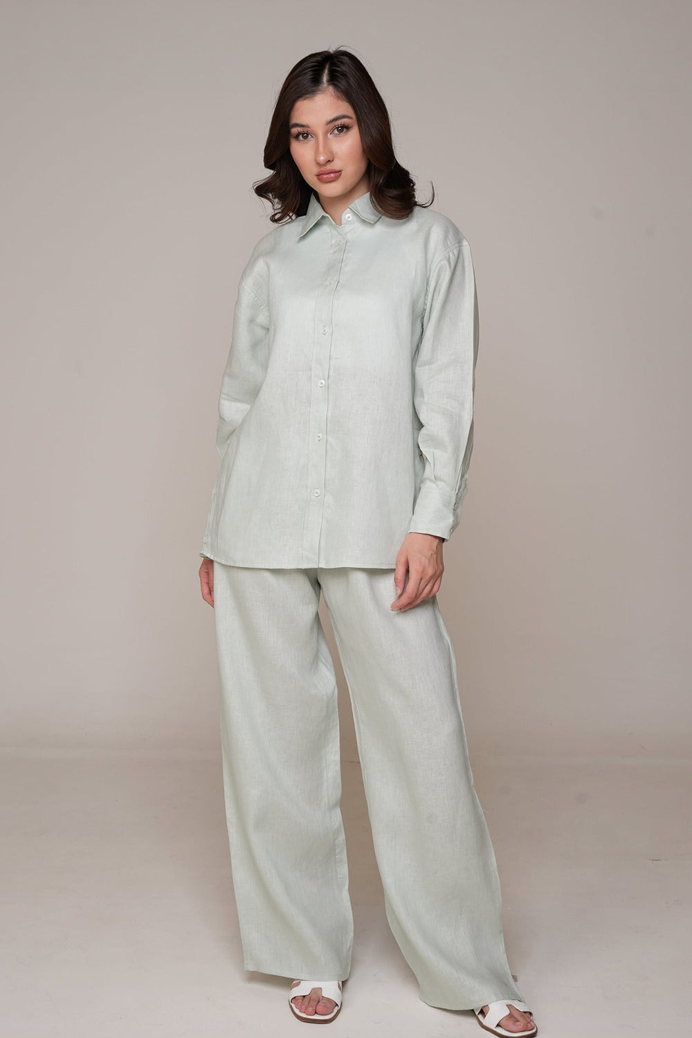 Khushboo & Pankaj Mist Grey Linen Relaxed Co-Ord Set