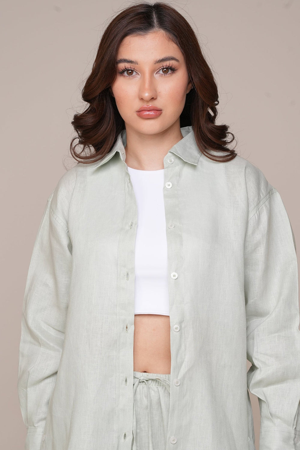 Khushboo & Pankaj Mist Grey Linen Relaxed Co-Ord Set