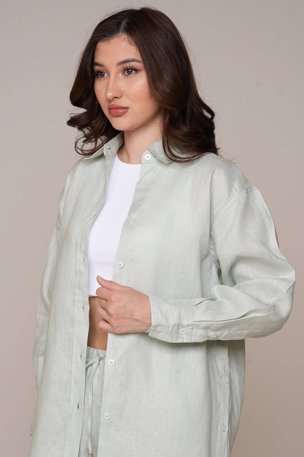 Khushboo & Pankaj Mist Grey Linen Relaxed Co-Ord Set