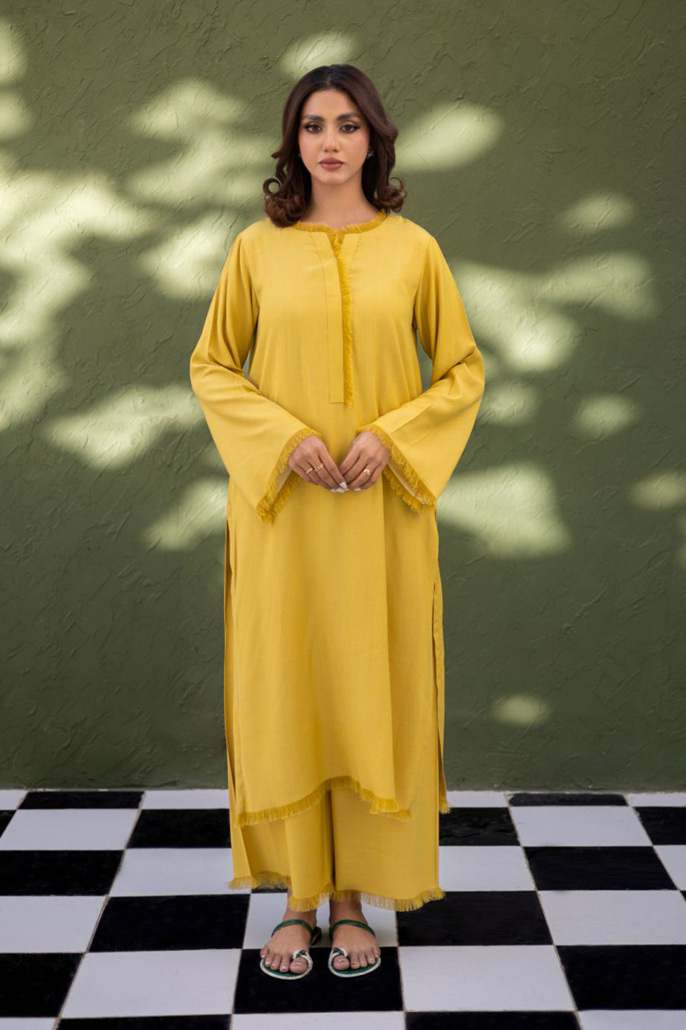 Khushboo & Pankaj Muted Marigold Fringe Kurta Set