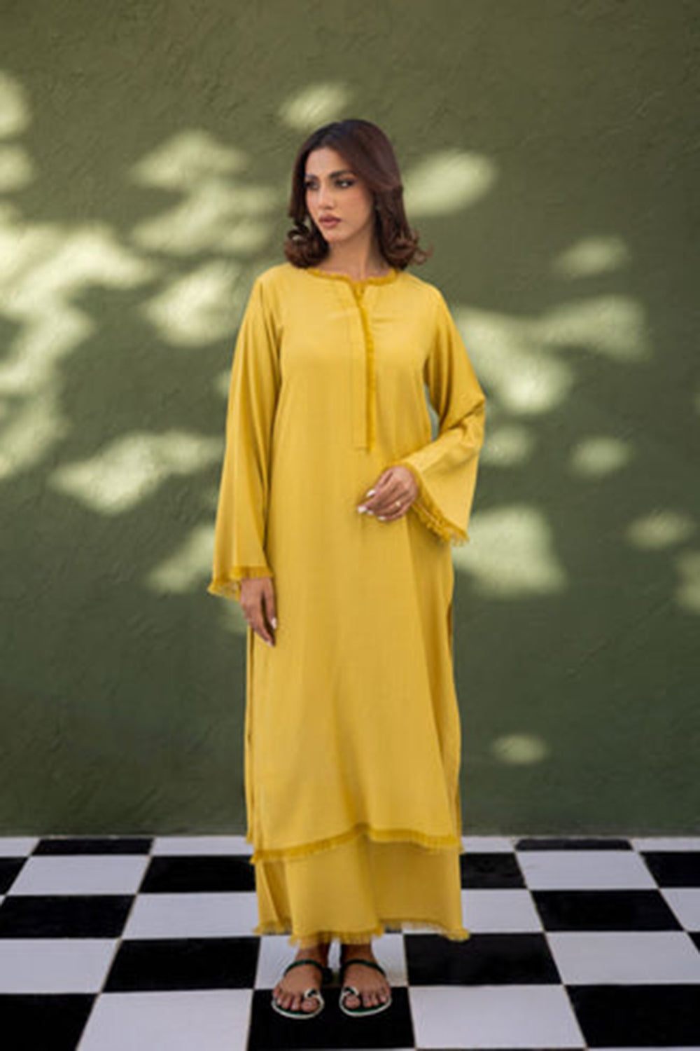 Khushboo & Pankaj Muted Marigold Fringe Kurta Set