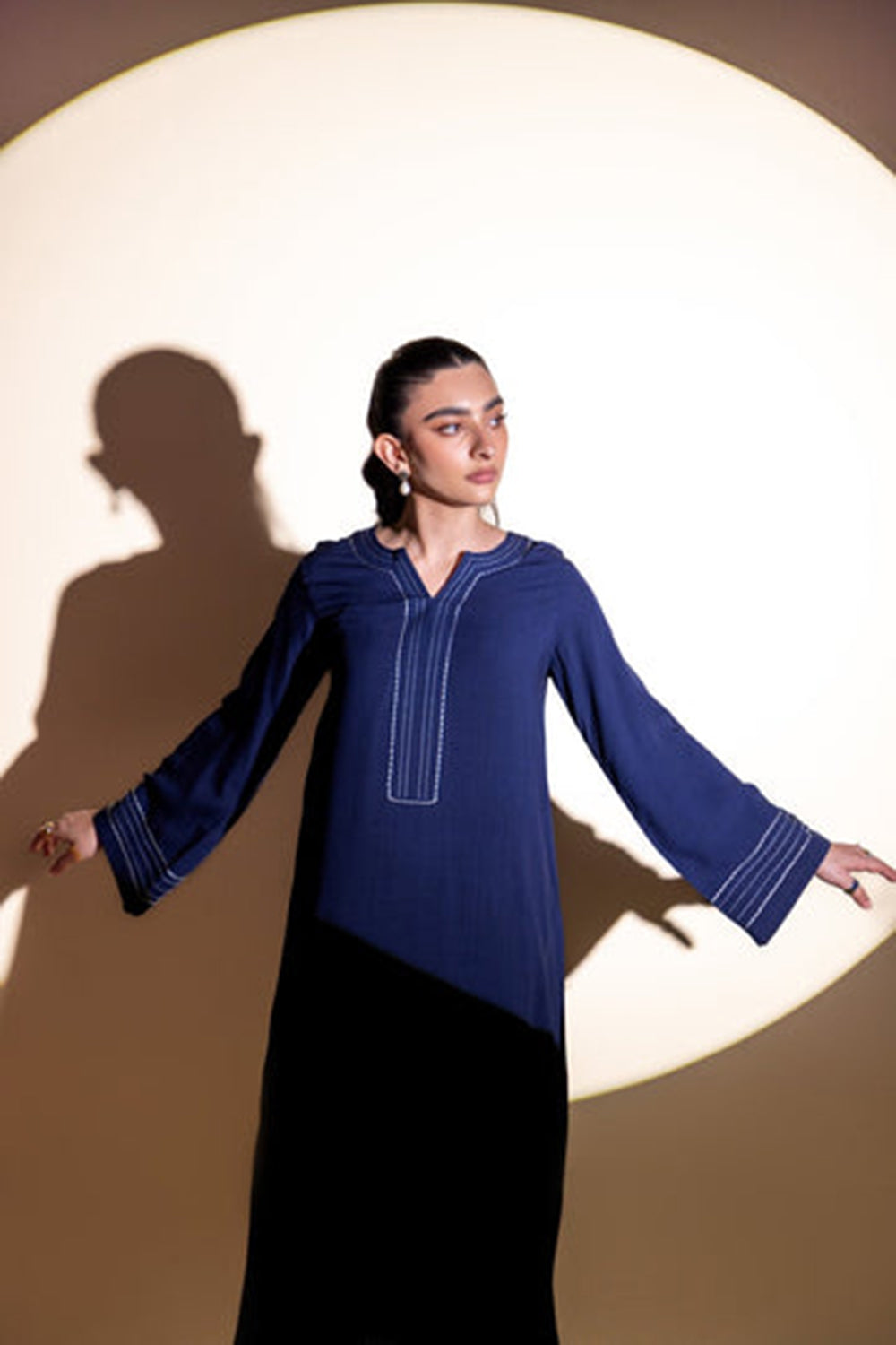 Khushboo & Pankaj Navy Blue Stitch Detail Kurta Set