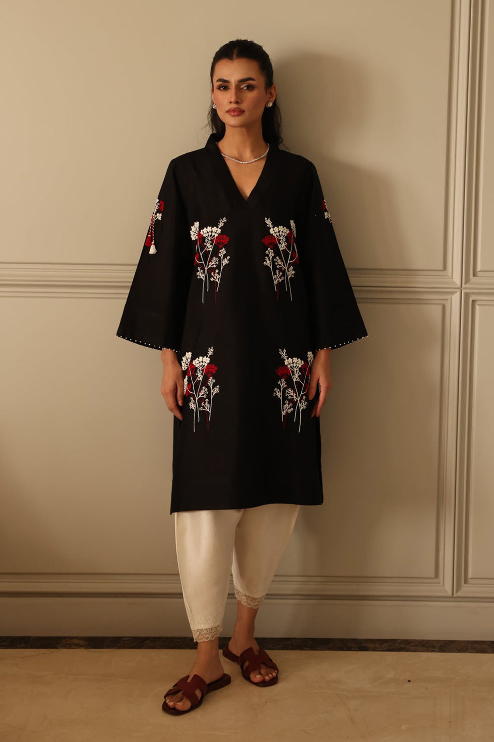 Khushboo & Pankaj Noir Bloom Embroidered Kurta Set