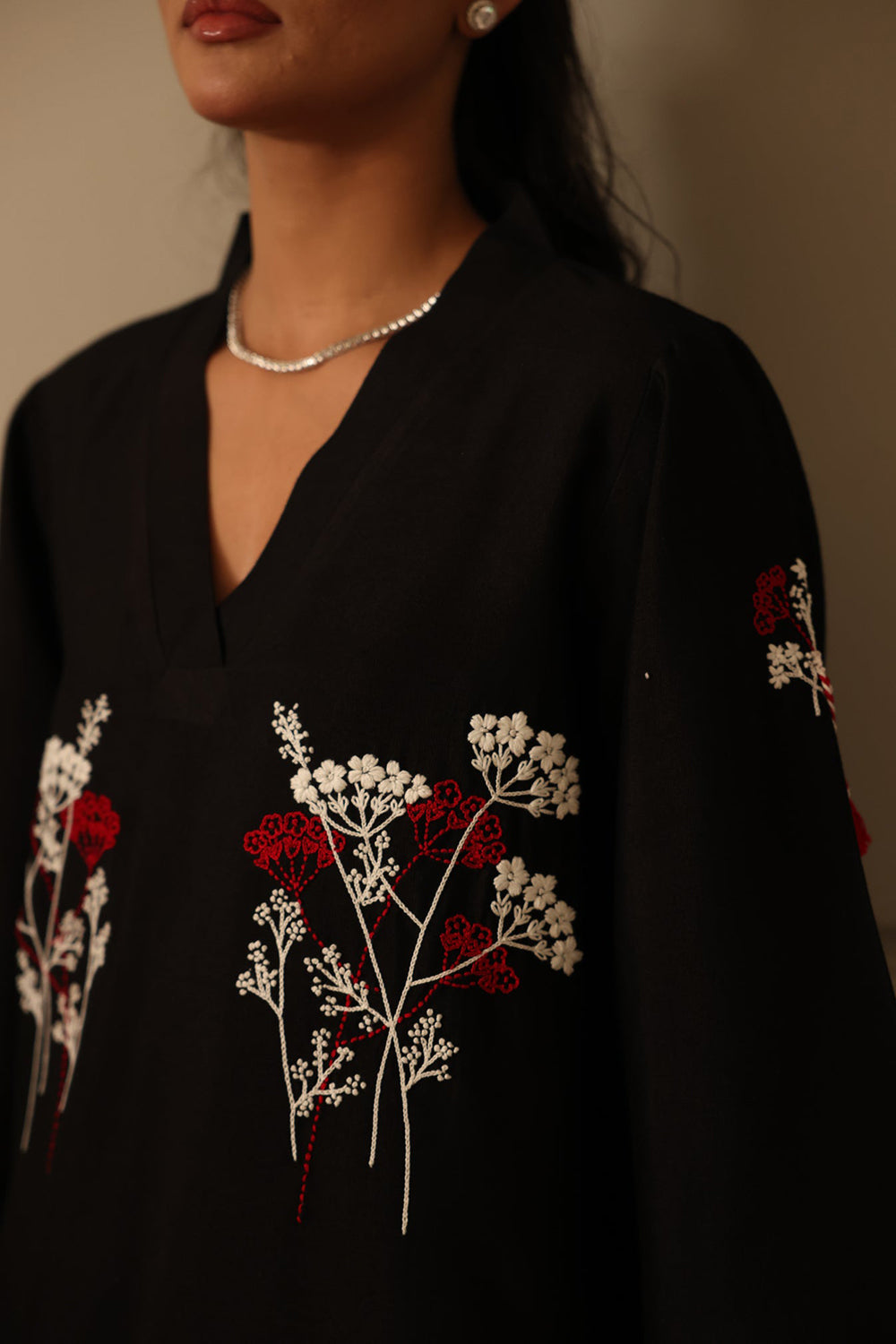 Khushboo & Pankaj Noir Bloom Embroidered Kurta Set