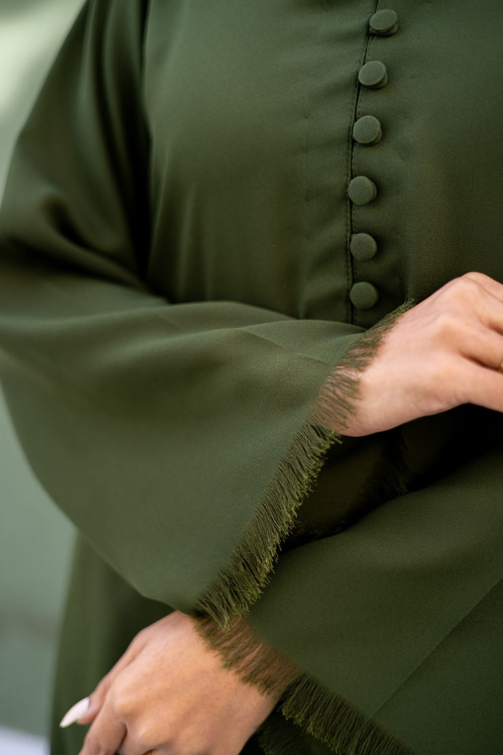 Khushboo & Pankaj Olive Moss Button Kurta Set