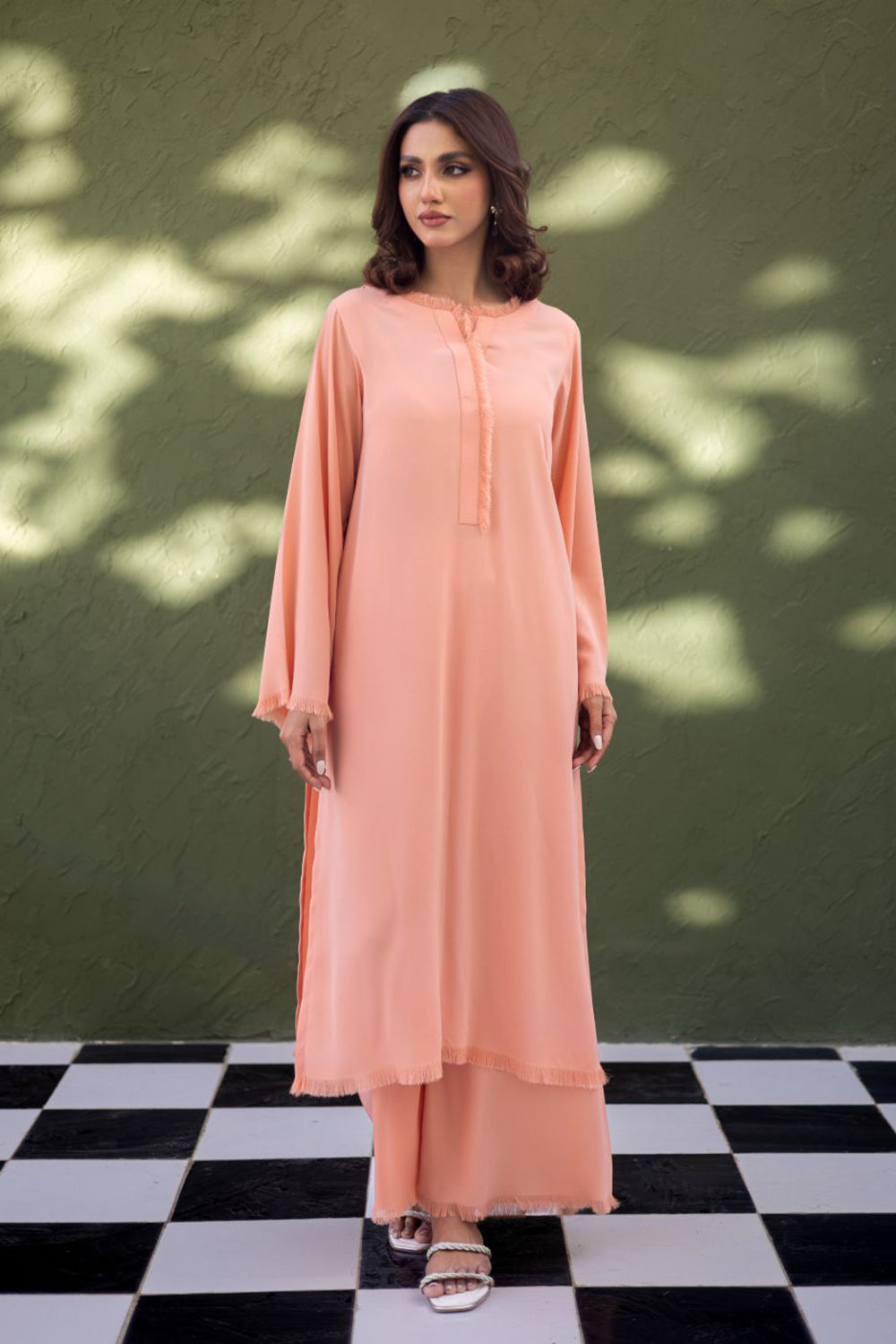 Khushboo & Pankaj Peach Blush Fringe Kurta Set