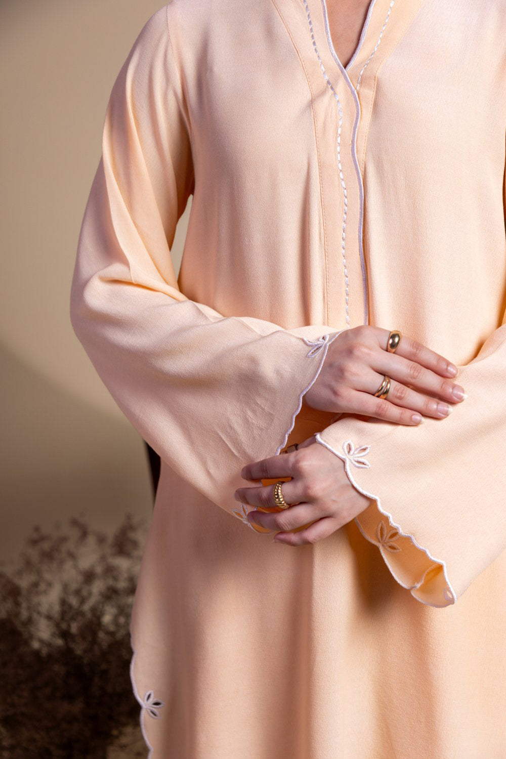 Khushboo & Pankaj Peach Scallop Detail Kurta Set