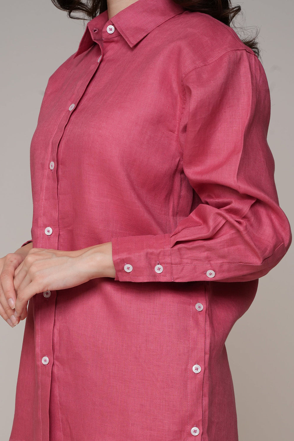 Khushboo & Pankaj Rosewood Pink Linen Relaxed Co-Ord Set