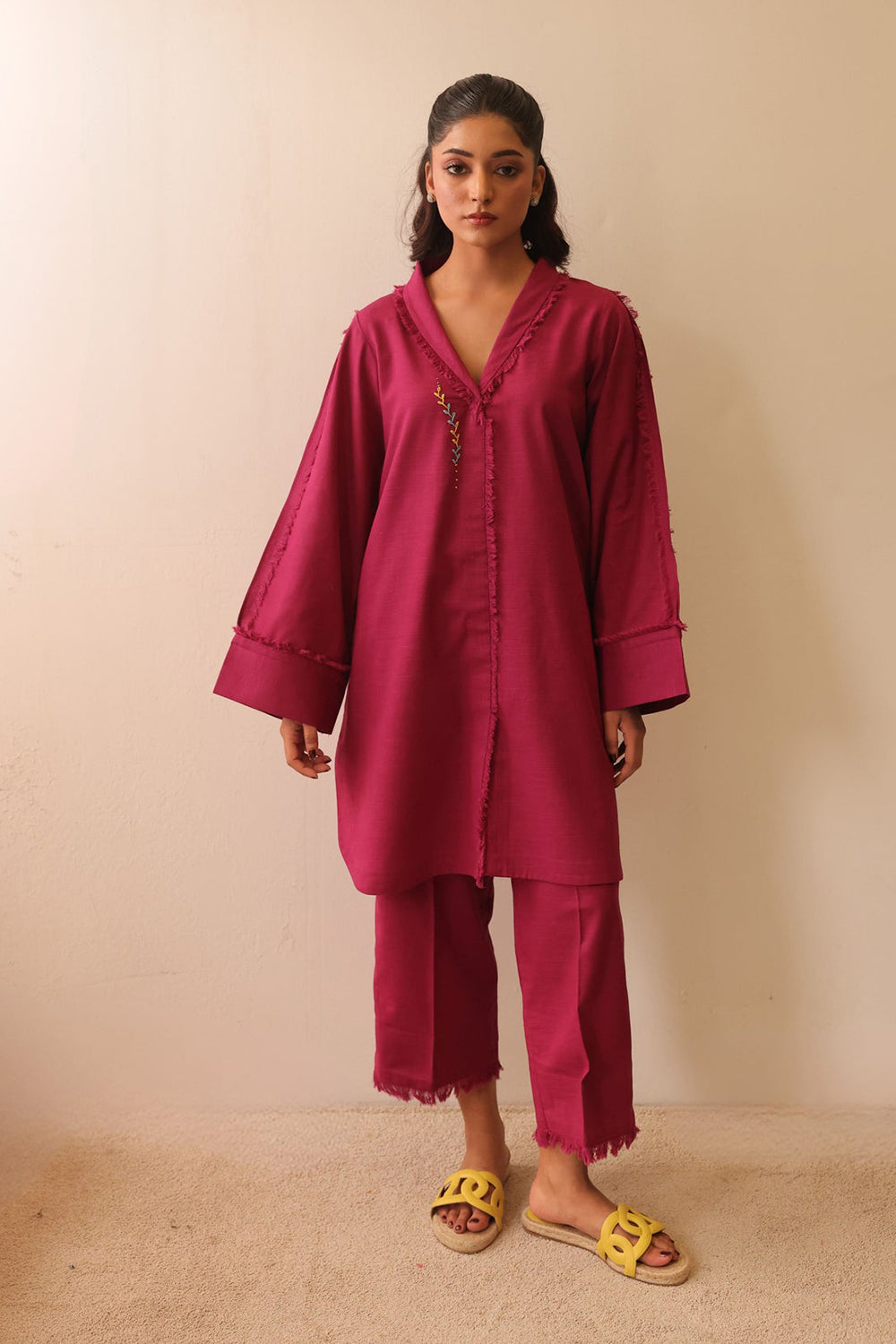 Khushboo & Pankaj Rosewood Raw Edge Co-ord Set