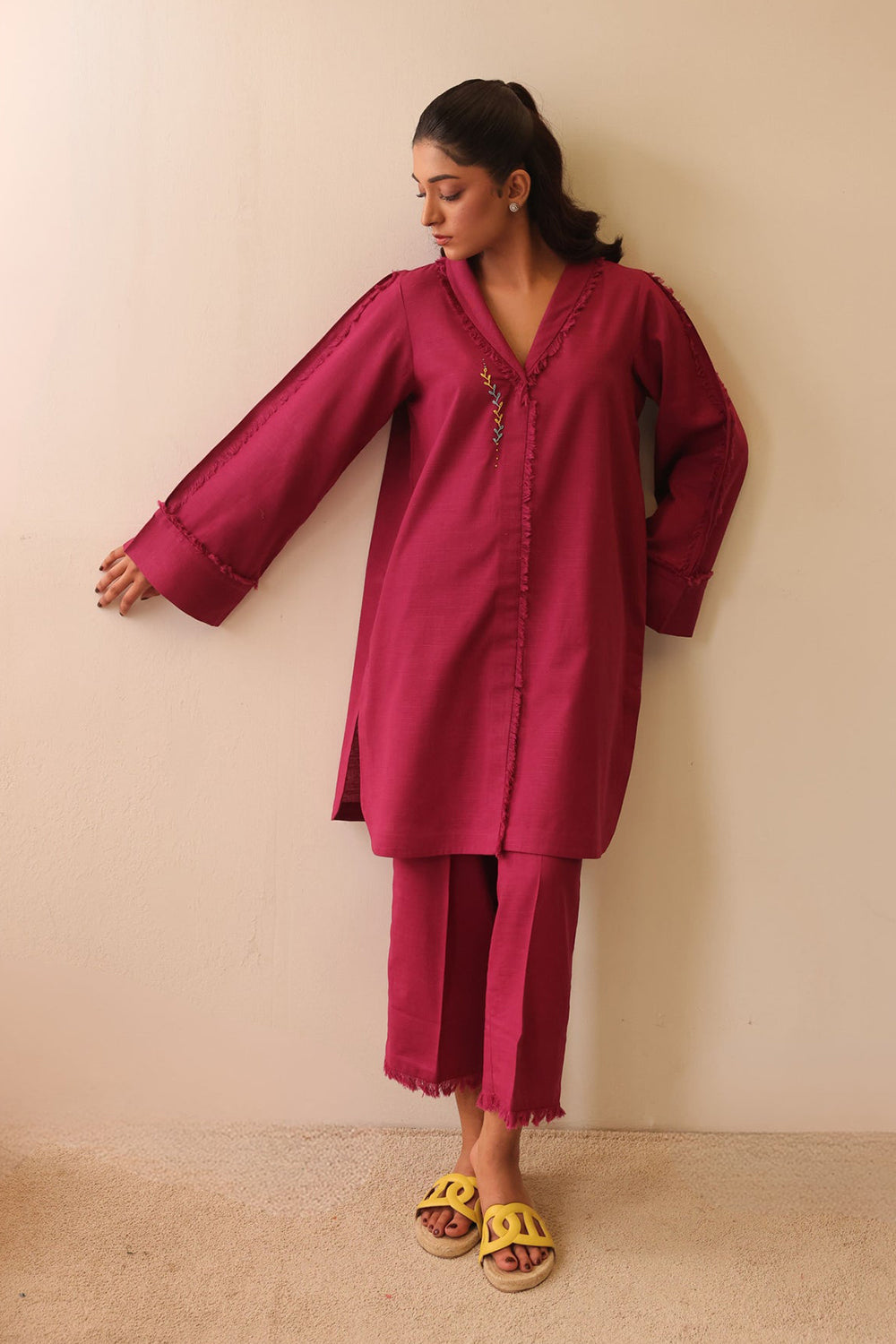 Khushboo & Pankaj Rosewood Raw Edge Co-ord Set